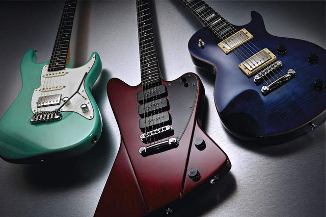 Fret-King's new range with the Super 60HB (far left).